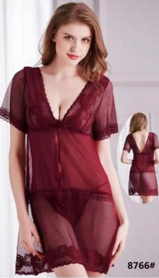 Imported Maroon 2 Pcs Bridal Nighty Premium Quality