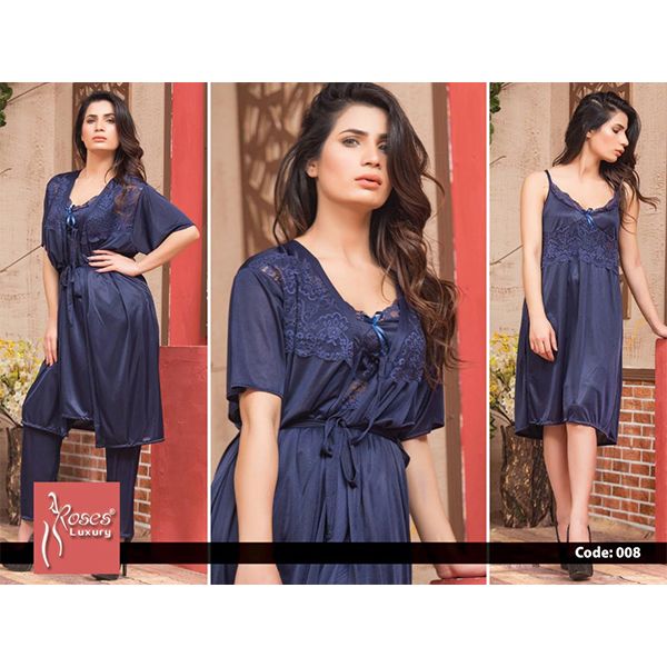 Luxury Bridal 3PC NIGHT SUIT - SILK (002)