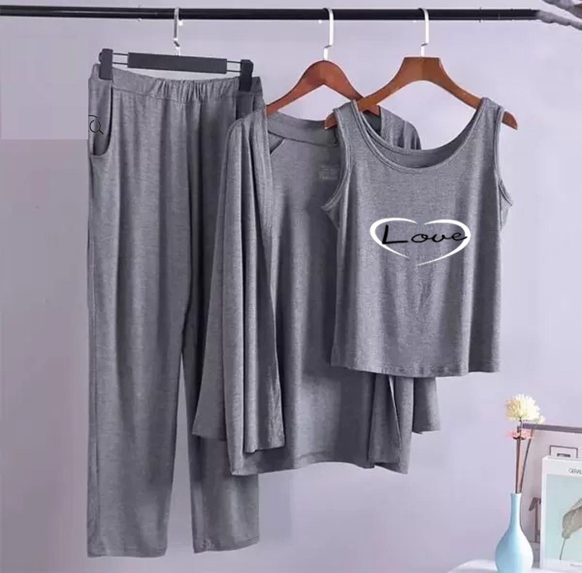 Pack 3 Love Printed Night Suit For Her